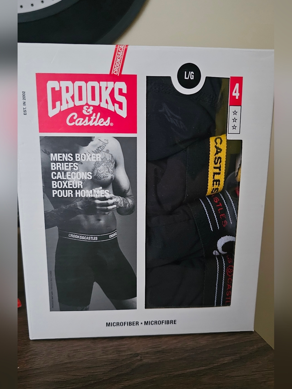 Crooks & Castles Men's Black Boxer Briefs Pack with Logo Waistband